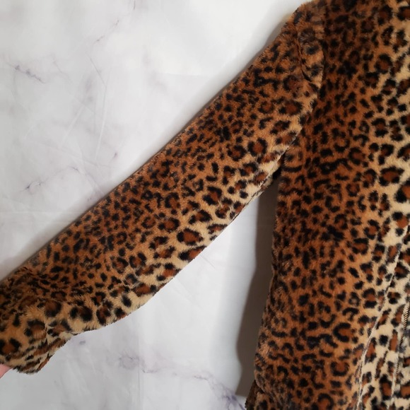 CI SONO Leopard Faux Fur Collection Zipper Up Hooded Jacket S - Picture 4 of 11